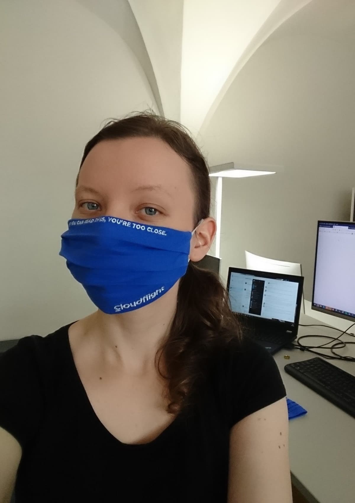Verena with a mask